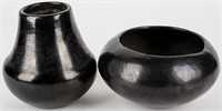 Lot of 2 San Ildefonso Pueblo Black Pottery