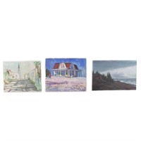Three Architectural oils on canvas