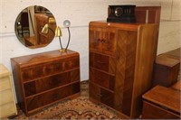 2pc Art Deco Armoire & Dresser