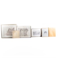 Group of framed and unframed drawings