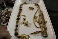 34" Necklace, Broach, Earrings & Letter Opener