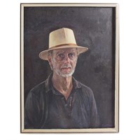 Self Portrait in Panama Hat, oil