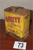Unity vintage oil can (rusted out bottom)