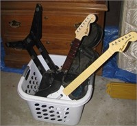 (2) Rock band guitars, drum set and mic for