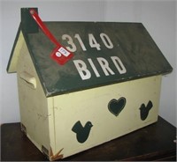 Homemade wood mailbox. Measures 20.5" h x 15.5" w