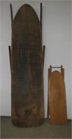 Antique wood ironing board and child's ironing