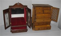(2) Various styled dresser top jewelry boxes.