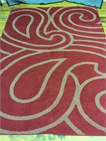 Red/Tan Area rug - 4'11"x6'8"