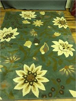 Area Rug (Green With Flowers) 5'x7'