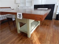 INDUSTRIAL STYLE HINGED BLOCK FOLDING TABLE W/ 2