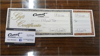 A- $100.00 GIFT CERTIFICATE TO COMET CLEANERS