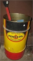 Pennzoil metal can. Measures 27" tall.