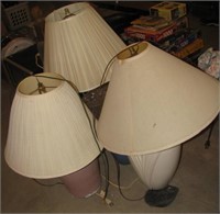 (4) Various electric lamps with shades.