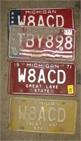 (7) Vintage license plates including pairs of