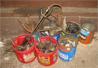 (7) Coffee cans filed with various hardware and