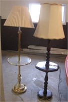 (2) Electric floor lamps with tables and shades