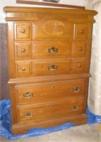 Stanley five drawer oak dresser. Measures 55" h x