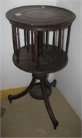 Vintage wood stand with swivel center. Measures