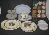 Glassware items including various platters,