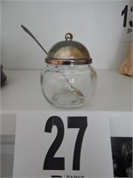 MUSTARD JAR W/ SILVER LID AND SPOON