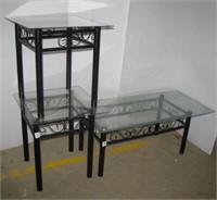 Three piece end table and coffee table set with