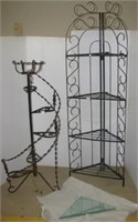 (2) Metal plant stands of various styles. Largest