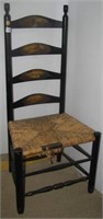 Vintage wood ladder back chair with painted back