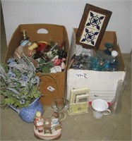 Various glassware including vases, blue glass