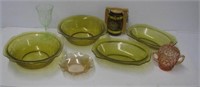 (7) Pieces of depression glass including bowls,