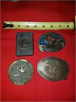 3 vintage NRA belt buckles and a vintage American
