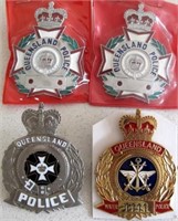 Queensland Police four various cap badges