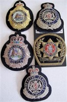 Five Australian bullion thread cap badges