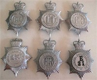 Five UK Police Bobby metal helmet badges