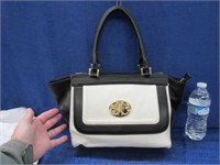unused "emma fox" leather handbag (black-white)