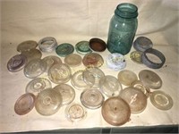 2 dozen glass and zinc lids for old canning jars