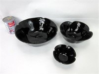 3 bols italiens en verre noir