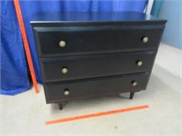 nice black 3-drawer chest  (near mid-century)