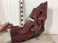Antique wooden corbel- chunky red paint