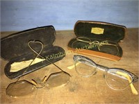 3 pair of antique eye glasses