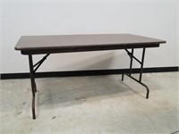 Brown Pressed Wood w/Metal Frame Folding Table