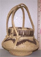 FINELY WOVEN INDIAN MADE LIDDED BASKET WITH
