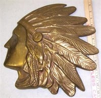 LARGE BRASS WALL MOUNT CHIEF'S HEAD