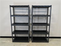 Pair of Gun Metal Gray Plastic Stacking Shelves