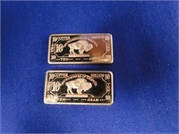 Pair of 10 Gram Each .999 Copper Bullion Bars