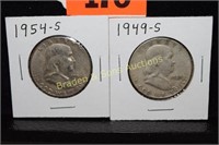 US 1949-S AND 1954-S SILVER FRANKLIN