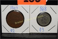 US 1864  TWO CENT PIECE AND