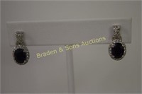 LADIES STERLING SILVER 3C BLACK SAPPHIRE AND