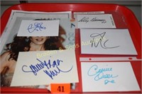 GROUP OF 5 AUTOGRAPHED INDEX CARDS INCLUDING