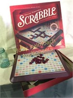 Very nice Deluxe Scrabble game-maroon tiles