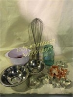 Stainless mixing bowls cookie cutters large whisk